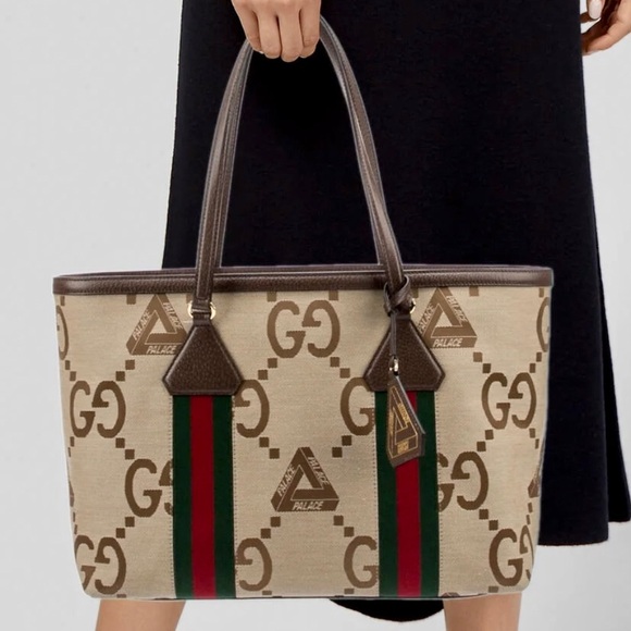 Gucci X Palace GG-P Jumbo Triferg Canvas Leather Tote Bag - Picture 16 of 16